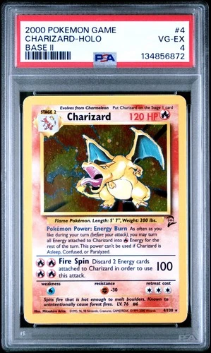 2000 POKEMON BASE SET 2 #4 CHARIZARD-HOLO PSA 4