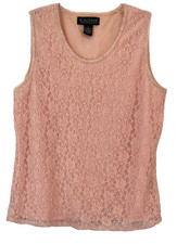 Dialogue Lace Overlay Tank Top Pink Sz S Sleeveless Pull On Women CB86J