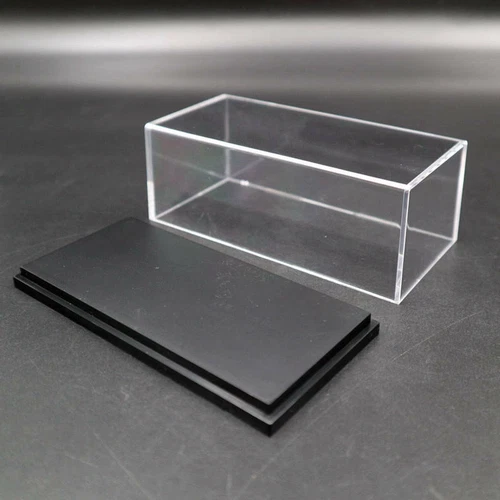 Acrylic Display Case Cars Model Show Box Transparent Dust Proof Black Base 1/64