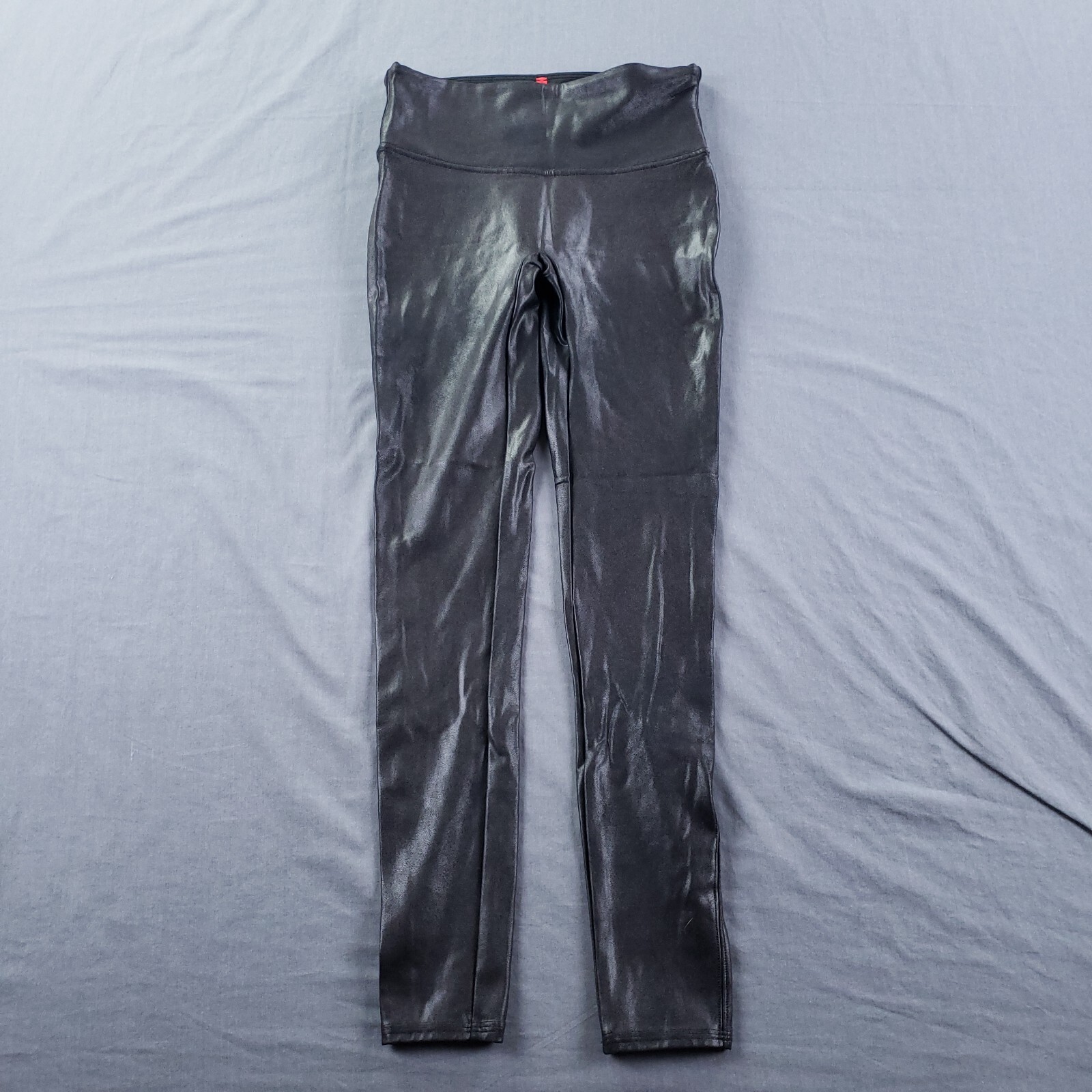 Spanx Leggings Womens Medium Black Faux Leather Shaping Moto Slimming