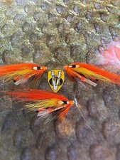 3 V Fly 1 Inch Hot Orange Flamethrower Conehead SalmonTube Flies & Trebles 
