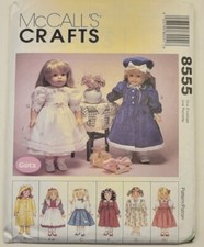 McCalls 8555 18" Doll Clothes Sewing Craft Pattern Uncut Raincoat Dress Apron