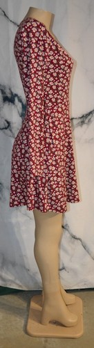 Abito HOLLISTER rosso mattone bianco verde stampa floreale avvolgente piccolo lungo sfoderato - Foto 5 di 8
