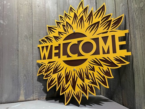 Metal Sunflower Monogram Last Name Sign Custom Personalized Name Flower Plasma C - Picture 4 of 5