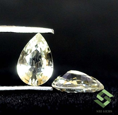 6x4MM Certificado Natural Amarillo Zafiro Corte Pera Par 0.95 Cts Suelto Gemas - Picture 3 of 6