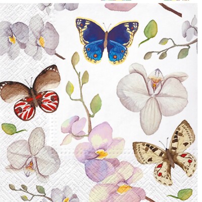 2 Two Decoupage Napkins For Art Junk Journal, Paper Napkins Animals Butterflies