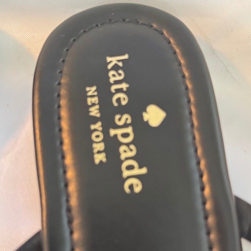 Kate Spade Black Leather Heart Thong Sandals Heart Detail Flats Size 10B NWOT - Picture 3 of 10