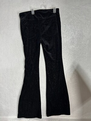Sofia Vergara Womens Melisa Flare pull on velour pants black size 12 short