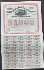 International Rail Road Company Bond – Galusha Grow & Ira H. Evans Sig. (MOH)