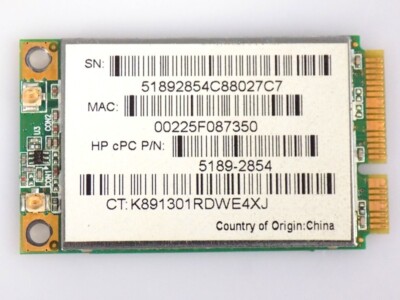 HP 5189-2854 Replacement Part: Wireless WiFi 802.11bgn Mini PCIe Card for IQ512de BULK