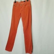 AG Adriano Goldschmied Stevie Slim Straight Corduroy Cropped 26 R Burnt Orange