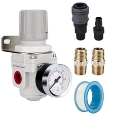 1/2" NPT Air Regulator for Compressed Air System 150 psi Steel-Protected Gauge