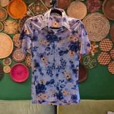 California 1960s Hawaiian Shirt, Floral Aloha, Lilac, Women's, Size S, RARE