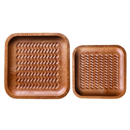 1 X Square Ebony Wood Serving Trays Fruit Snacks Plate Party Appetizers Board