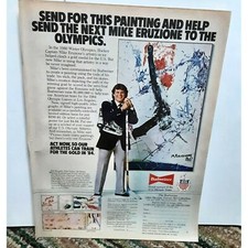1982 Mike Eruzione USA Hockey Olympics Budweiser Ad Vintage Print Ad 80s