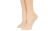 Mixit Women's 2 Pair Lace Liner Socks Nude Color Shoe Size 4-10 NEW