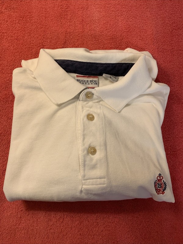BUGLE BOY MEN POLO SHIRT SIZE XL WHITE EMBROIDERY LOGO 100% COTTON NEW NO RETAIL