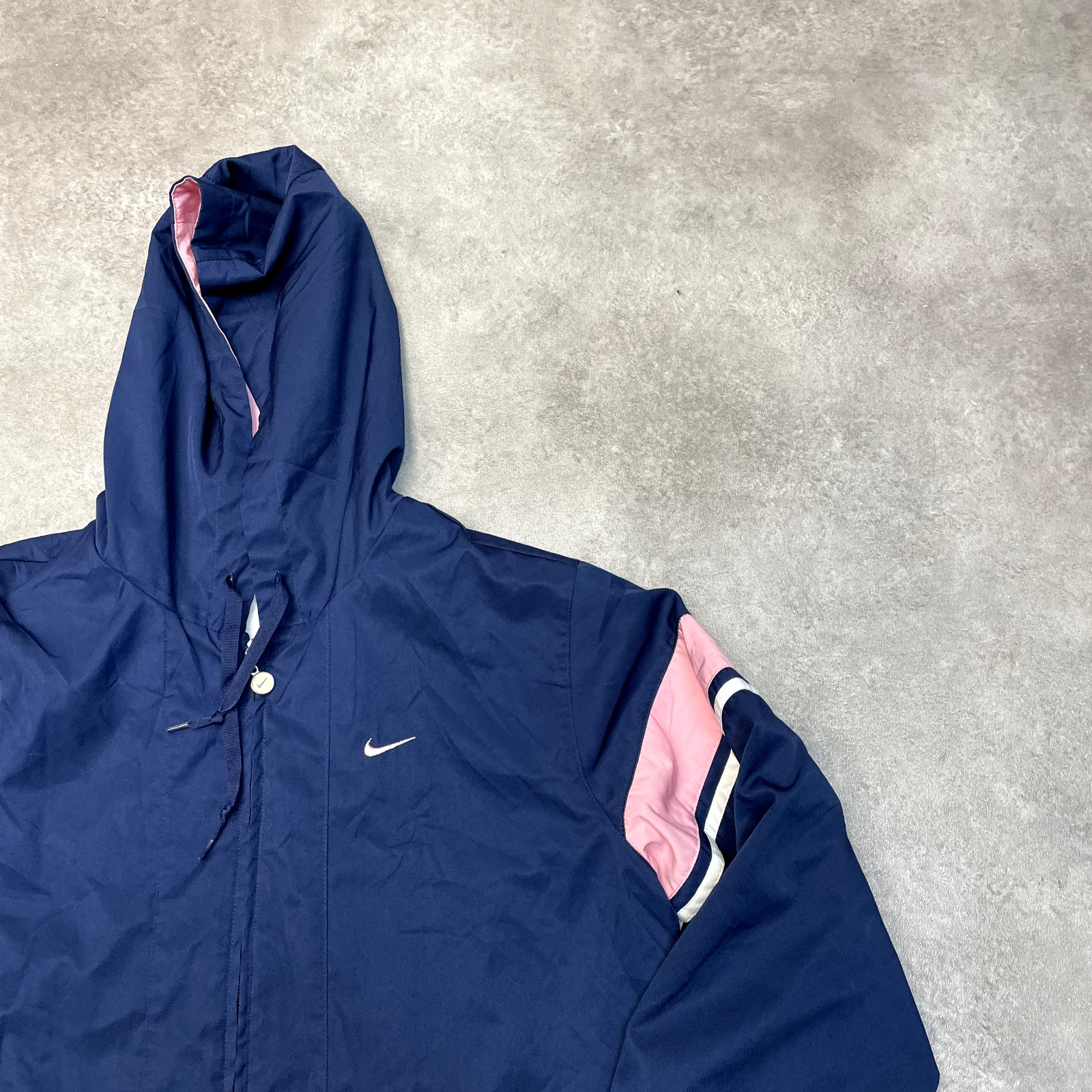 Nike Track Jacket Womens Y2K Full Zip Swoosh Vintage Windbreaker, Navy, Medium image 2