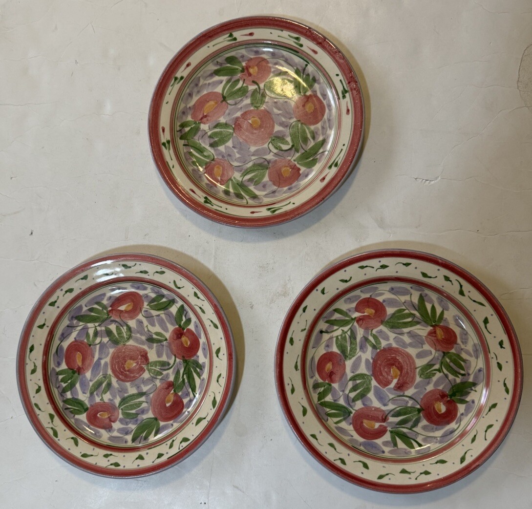 Liz Vigoda Ceramic Set Of 3 Salad Plates 9.5 In. &&&