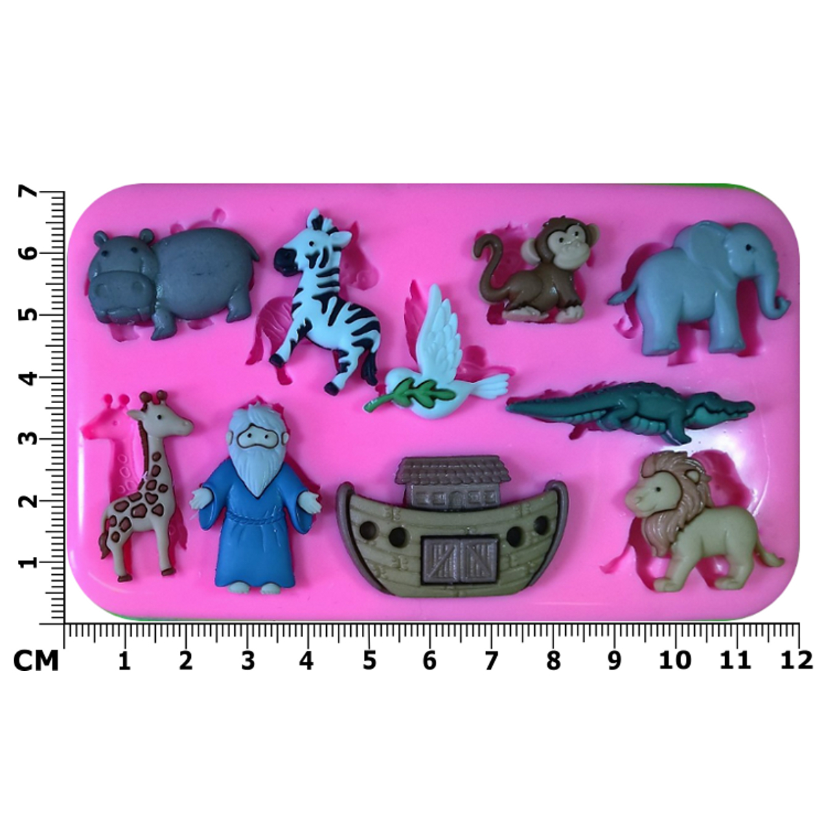 Noah's Ark Animals Elephant Hippo Lion Monkey Silicone Mould by Fairie Blessings