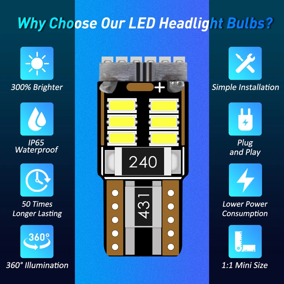 2X Xenon White 168 2825 LED License Plate Light Bulb for 2000-2023 Nissan Maxima - Image 4 of 4