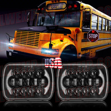 Pair 7x6 Led Headlights Hilo Sealed Beam For For International 3800 School Bus Pair 7x6 Led Headlights Hilo Sealed Beam For For International 3800 School Bus