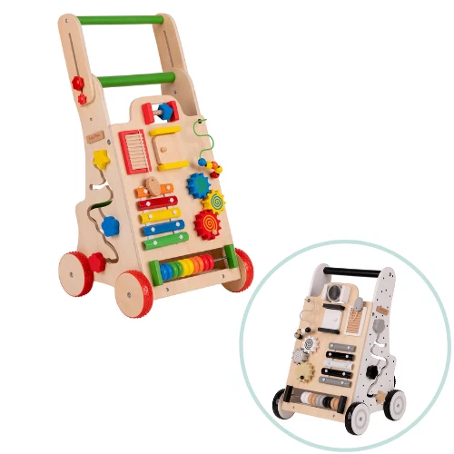 KiddyMoon interaktiver Lauflernwagen aus Holz für Kinder WK