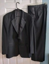 Albert Nipon Tuxedo Wool Jacket  Pants, Black - Sz 44L - See Measurements  READ