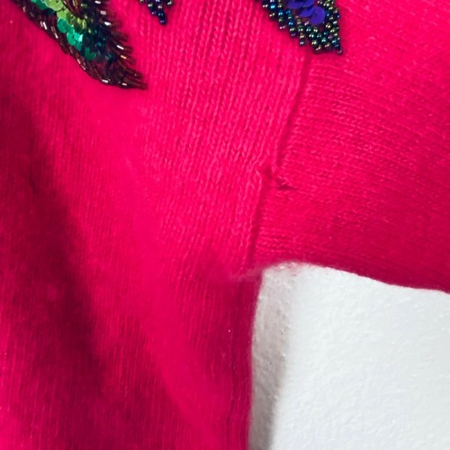 Sequin Sweater Womens Size S 80s Vintage Vivat Pink Pullover Long Sleeve Holey - Picture 5 of 12