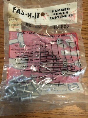 10 Pcs NEW Fas-N-It Hammer Power Drive KD-22 (For Concrete) 3/4 