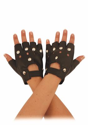 Nieten Lederimitat fingerlose Handschuhe Goth Biker Punk Rock Radfahren Fahren