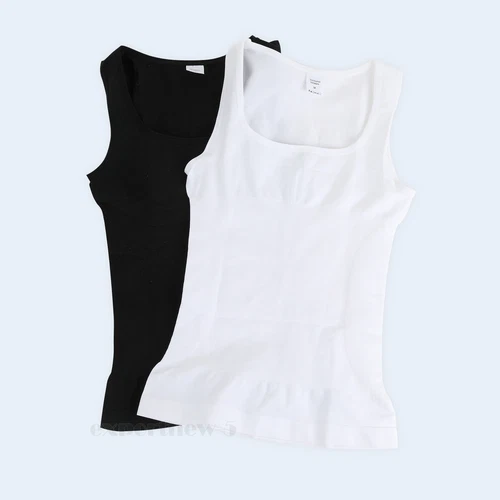 Women Seamless Slim Vest Tummy Control Body Shaper Compression Ribbed Tank Top - Picture 18 of 27