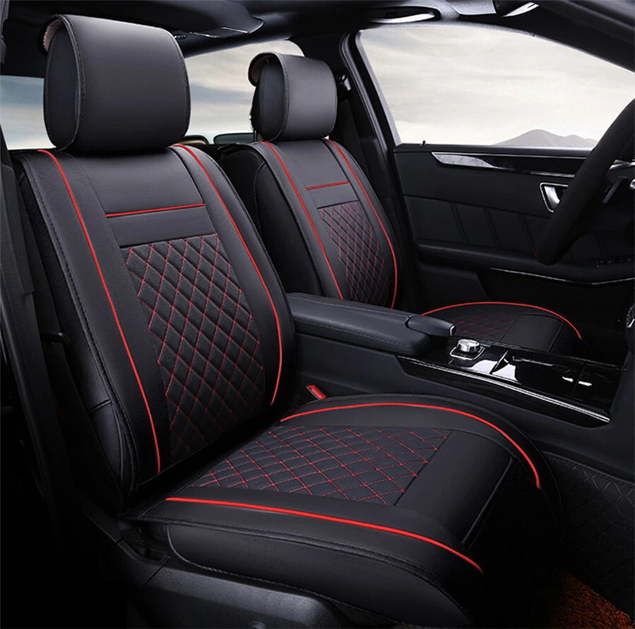 Luxury PU Leather Car Seat Covers Universal Seat Protector Front+Rear (US Stock) Foto 2 de 4