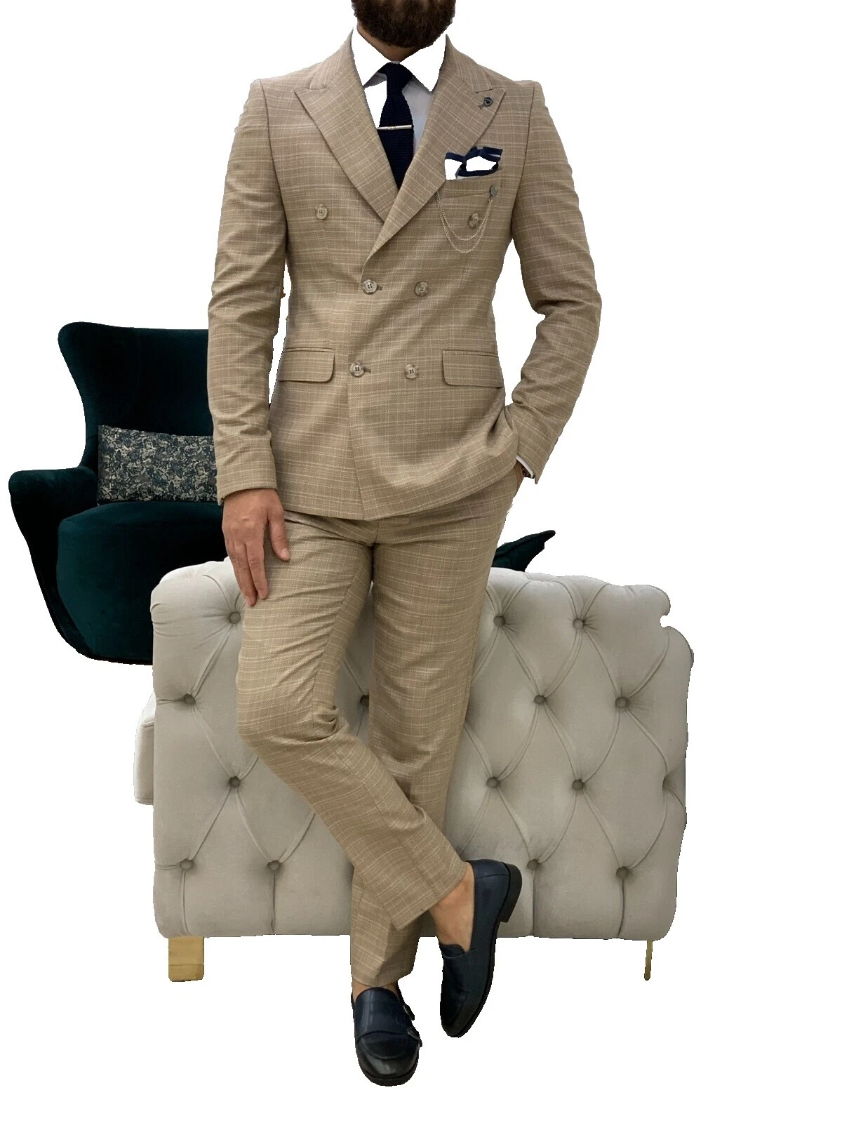 Trajes y Blazers de boda de cuadros de viscosa para hombres