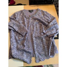 Alex Evenings 20W Lavender Lace Sequin Beaded Cardigan Jacket Formal Evening