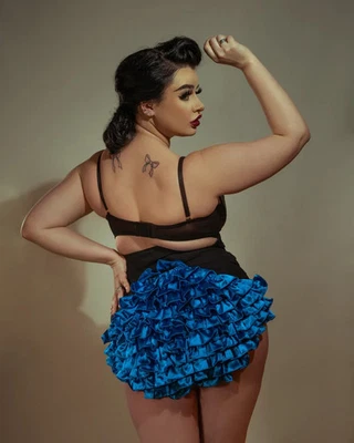 Kiss Me Deadly Turquoise Rufflebutt High Waist Knicker L Large - Image 1 of 4