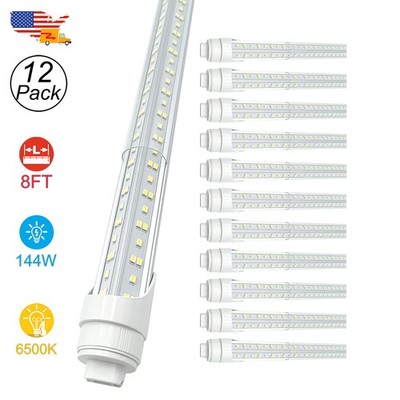 12 Pack R17D HO 8Ft Led Bulbs 144W 6500K 8' T12 Led Replacement Tubes No RF FM