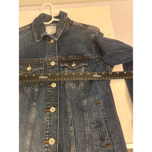 Old Navy Womens Small Denim Jean Jacket W Button Front Closure & Chest Pockets - Picture 10 of 11