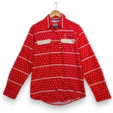 NEW NWT Magellan Women Red Shirt Long Sleeve Holiday Fish Gear Print Small