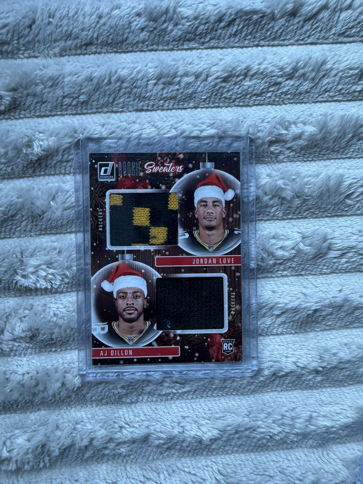 JORDAN LOVE & A.J. DILLON  2020 PANINI DONRUSS "ROOKIE SWEATERS" RC #SWD-GB