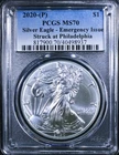 2020-(P) American Silver Eagle - PCGS MS-70 Emergency  Struck at Phiadelphia