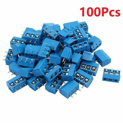 100 Pcs Compact 3 Pin Plug-in PCB Screw Terminal Block Connector KF301-3P H