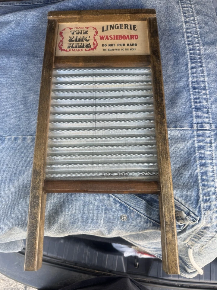 Vintage National Washboard Co. No. 703 Zinc & Wood Lingerie Washboard Antique - Image 2 of 4