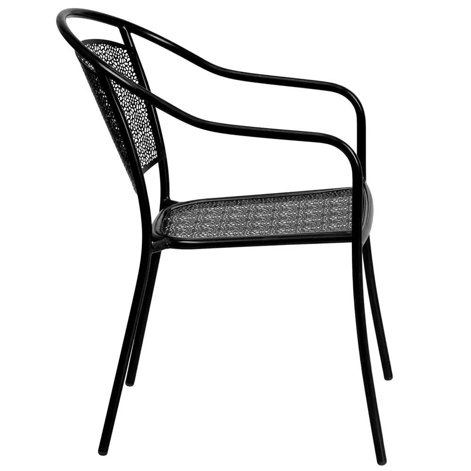 Commercial Grade Black Indoor-Outdoor Steel Patio Arm Chair with Round Back - Image 4 of 4