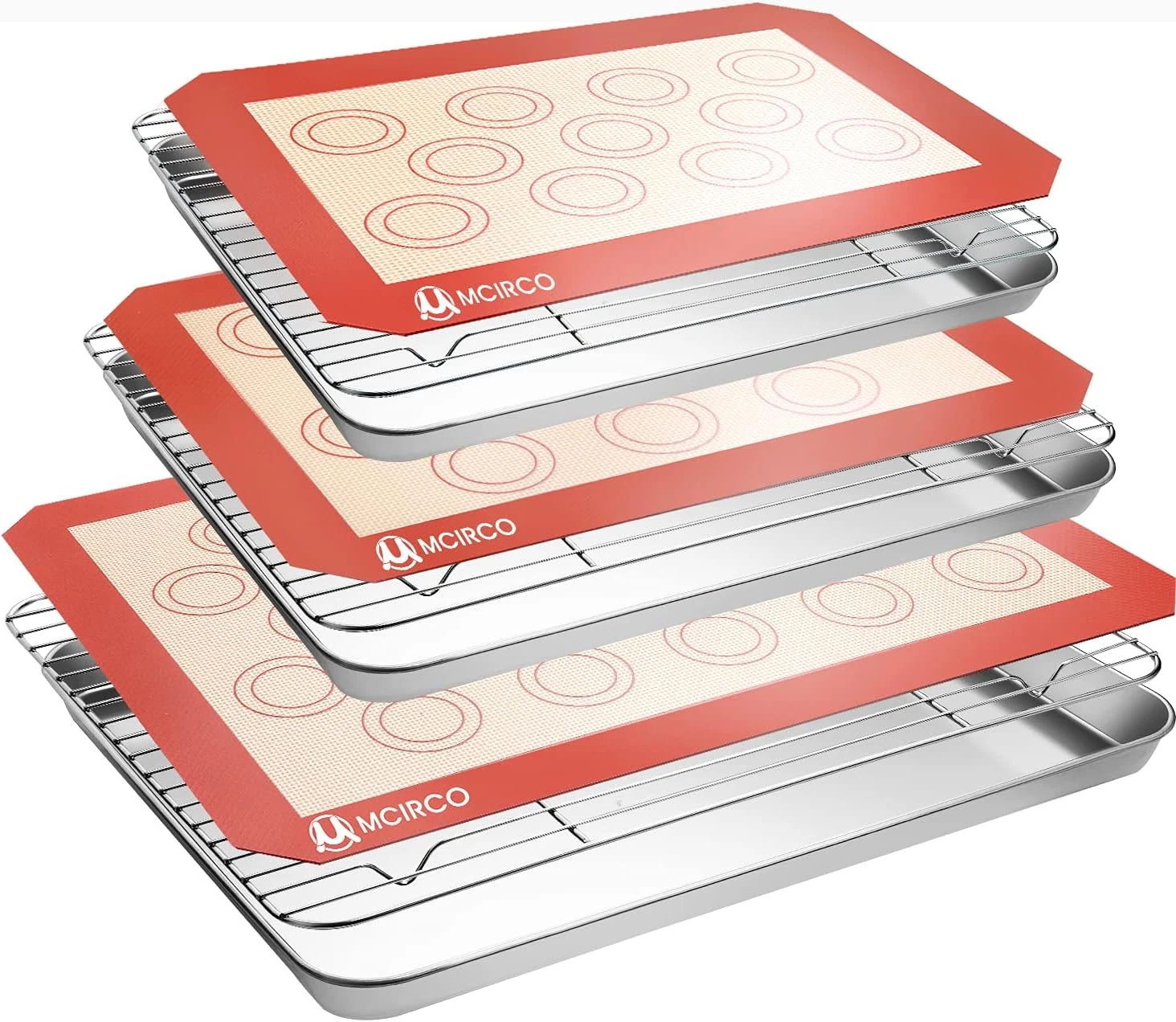 Stainless Steel Baking Sheet Tray Cooling Rack with Silicone Baking Mat Set, Coo