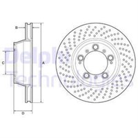 Delphi Bremsscheibe Ø330 BelüFtet Hinten FüR Porsche 911 Cabriolet 996 991 997