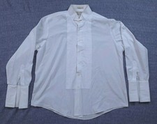 Bill Blass Formal Wear White Cotton Blend Pleated Mens Tuxedo Shirt 17 1/2 34/35