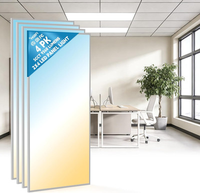 Selectable 2X4 LED Flat Panel Lights, Dimmable, 4 Pack, 5000K/4000K/3000K