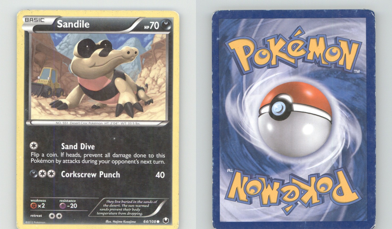 SANDILE 64/108 COMMON DARK EXPLORERS POKEMON LIGHTLY PLAYED