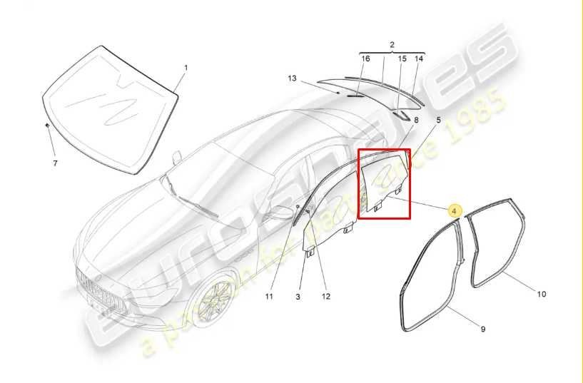 2017-2021 Maserati Ghibli Rear Right Passenger Side Door Window Glass 670038121